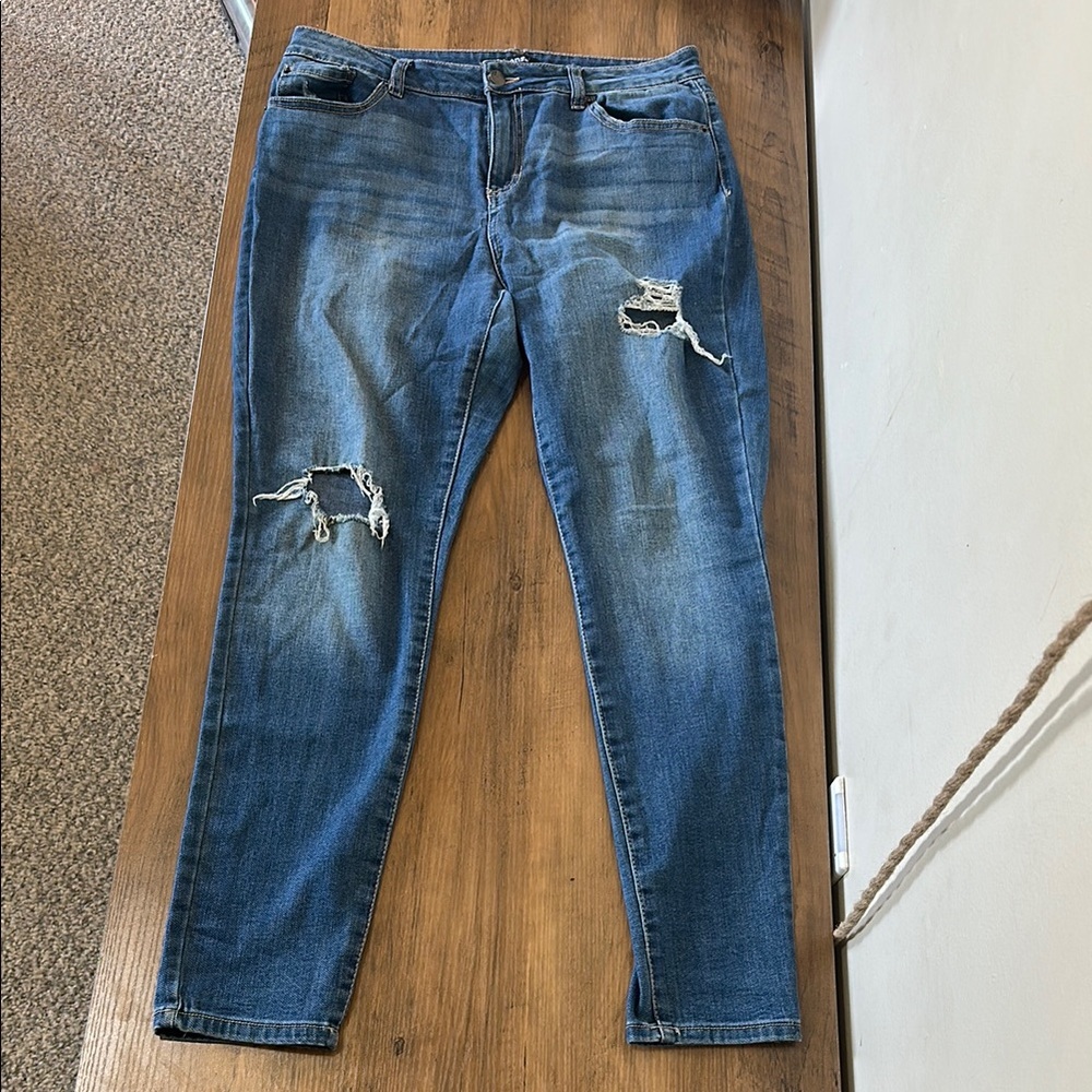 Distressed Blue Jeans